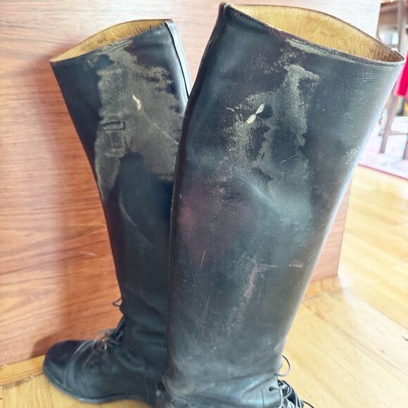 Equestrian Horse Riding Boots Black Leather Black Size 9? *Read - Picture 5 of 9